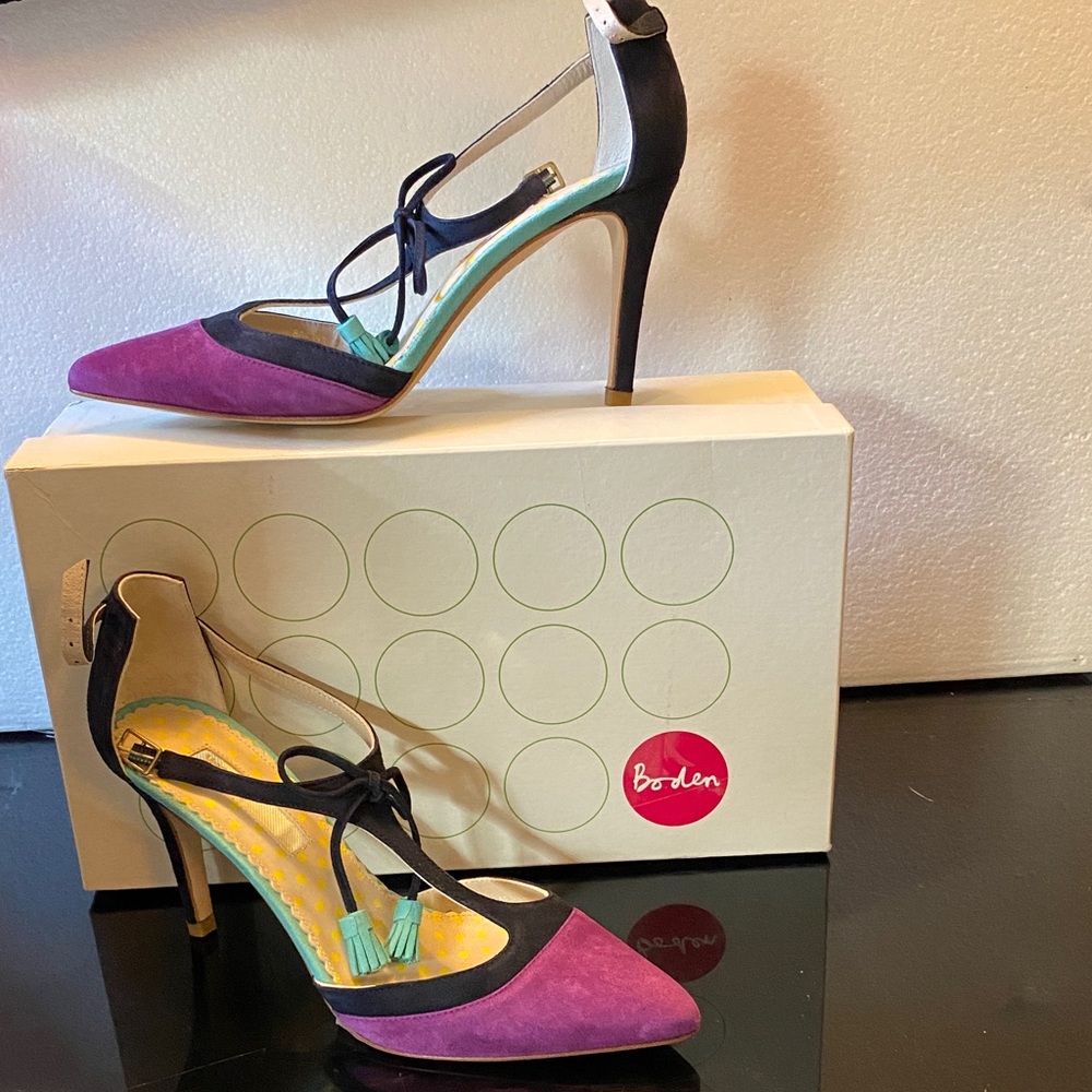 Boden Chic Purple and Black Heels